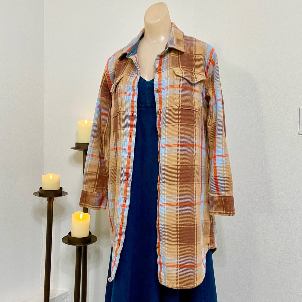 Outerknown Blanket Shirt Dress Sandy Hunter Plaid - Medium - organic cotton